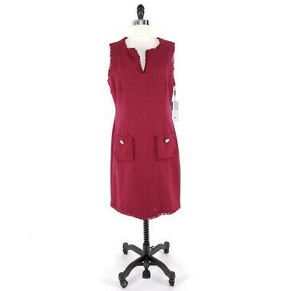 Karl lagerfeld burgundy tweed dress - Picture 2 of 4